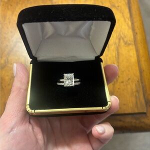 3.5 Ct. Moissanite Radiant Cut Wedding Ring Set - 14k White Gold